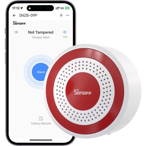 SONOFF Innen Zigbee Sirene SNZB-09P 105 dB akustischer und optischer Alarm, Sensorverknüpfung, zwei Stromversorgungsarten, kompatibel mit Home Assistant