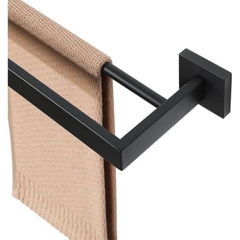 Porte Serviette Mural, 60 CM, en Acier Inoxydable 304, Barre Porte Serviette Cuisine Pratique et Durable, Agréable Support Serviette Salle de Bain, Noir