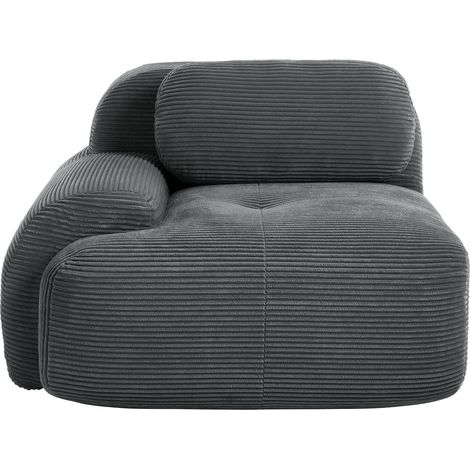 Canapé d'angle en velours - Gris - Velours côtelé - 104x103x70 cm - 18.2 kg - Modulaire - Accoudoirs incurvés (1/5)