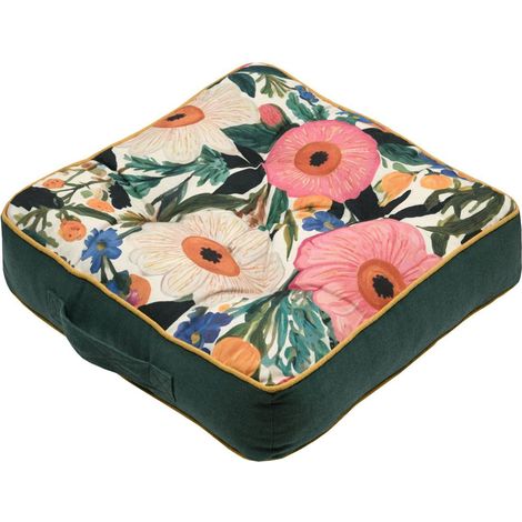 Coussin de sol fleuri vert 40 cm