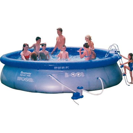 Bestway – Piscine hors sol autoportante 457 x 107 cm – Capacité 12300 litres – Matériau polyester 3 couches – Montage facile avec pompe
