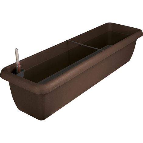 Geli – Jardinière AQUA ANDALUCIA 80 cm avec système d'arrosage – Marron, plastique, L 80 x l 23 x H 18 cm