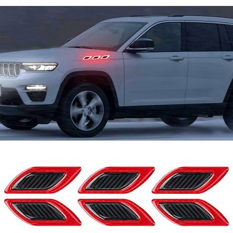 CCYKXA 6 PCS 3D Reflective Strip Stickers, Reflective Car Hood Stickers, High Intensity Reflective Stickers for Night Visibility for Cars and SUVs (Red) (1/5)
