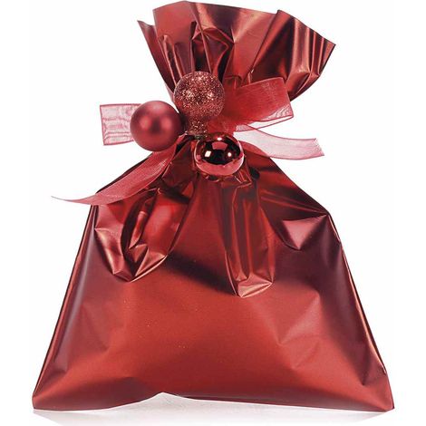 Busta a sacchetto regalo metallizzata rosso opaco. Ideale per confezioni regalo, set da 100 pezzi, cm 15 x 20 H