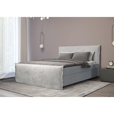 Lit Boxspring Boro - 200x200 Cm - Bleu Foncé - Confortable - Design Élégant - Matelas À Ressorts Bonnell (1/5)