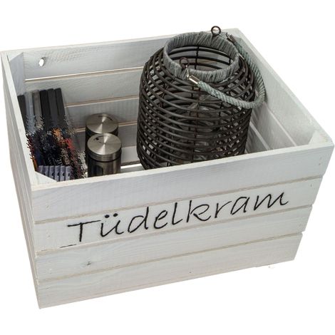 Holzkiste Johanna weiss "Tüdelkram" (1/4)