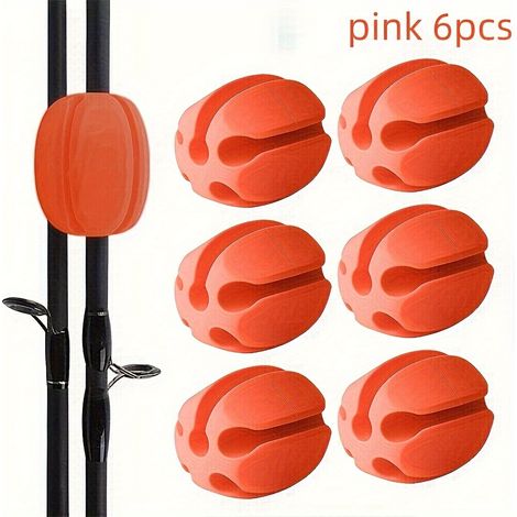 Sangles de support de canne à pêche – Attaches légères pour équipement de pêche à 5 trous, 6 pièces, orange, rack de rangement pour cannes à pêche (1/5)