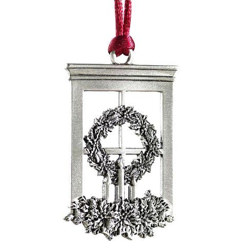 Ornement de sapin de Noël en étain massif avec cordon de suspension en satin rouge, design double face, décoration de bricolage à suspendre pour décorations de fête à la maison (fenêtre) (1/3)