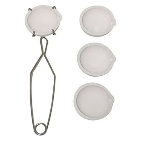 Juego de cerámica de 5 piezas para fundir (crisol, cuenco poco profundo, vaso de precipitados, batidor, pinzas, mango), colores oro, plata y cobre – Modelo 2A (1/4)