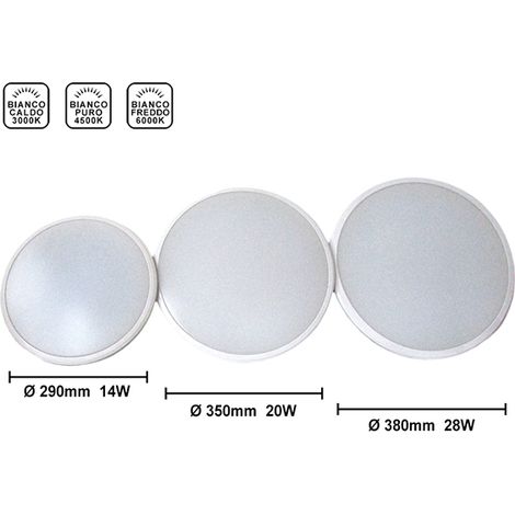 Plafoniera A Led Slim Da Soffitto 14W 220V Bianco Caldo Rotondo Diametro 290mm Ultrapiatta (1/3)