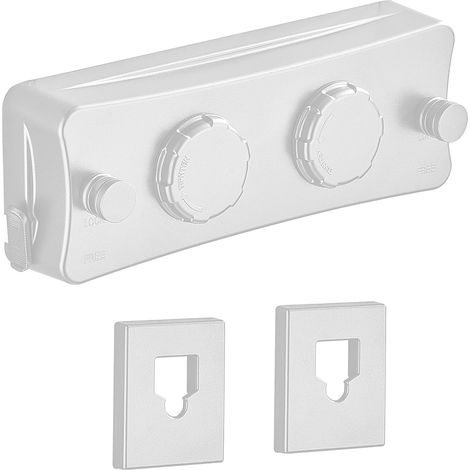Tendedero retráctil, resistente, de pared, fácil de colgar (cuerda doble, blanco) (1/5)