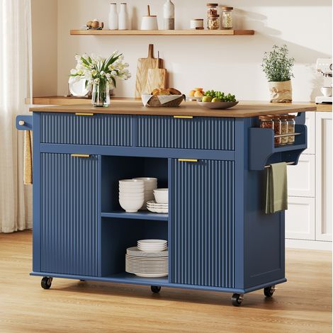 Meuble rangement cuisine 143 cm plateau extensible HAVRYA (1/5)