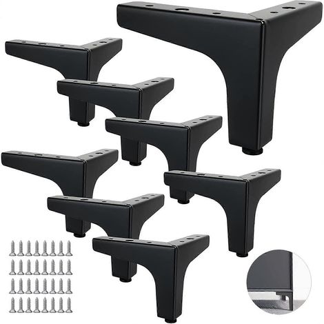 Ensemble de 8 pieds de canapé en métal de 10 cm, pieds de table basse en métal, capables de supporter jusqu'à 600 kg, pieds de meubles noirs, pieds de table/canapé en fer forgé, pieds de meuble TV, pi (1/5)