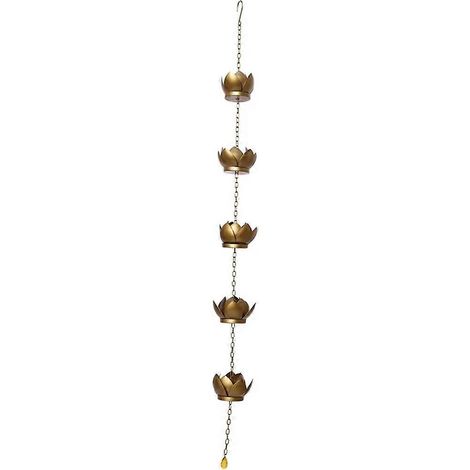 Chaînes de pluie - Kit de chaînes de pluie Lotus, chaînes de pluie revêtues de poudre antirouille, adaptateur de gouttière inclus (1/5)