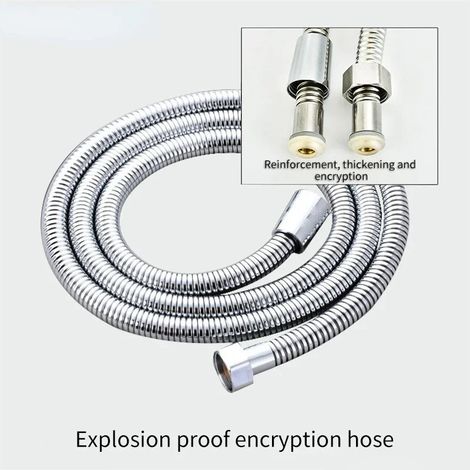 Flexible de douche en acier inoxydable (argenté, 2 m), accessoires de salle de bain (1/2)