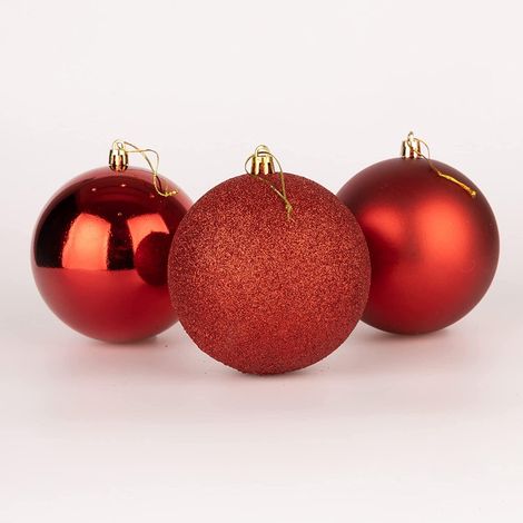 BAUBLES RED 10CM-3PCS SET (1/5)