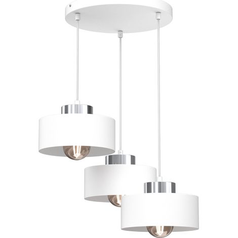 Lampada a sospensione Marti bianca cromo 3xE27 Luminex