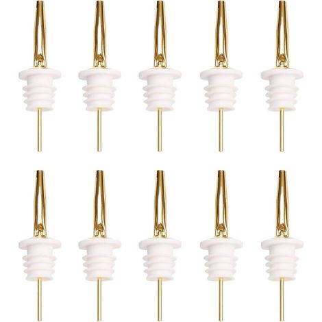 Lot de 10 becs verseurs en acier inoxydable doré pour bouteilles d'huile et de boissons (1/4)