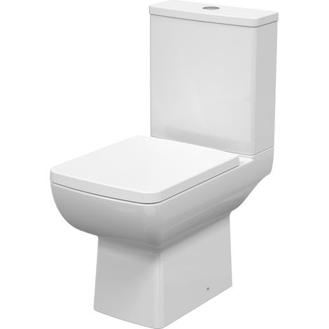 Nuie Cleo Rimless Comfort Height Close Coupled Toilet Pan with Push Button Cistern - Excluding Seat (1/3)