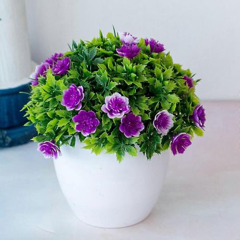 Plantes artificielles en boule, décoration intérieure et extérieure pour bureau, maison ou jardin, en pot rétroviolet (1/5)