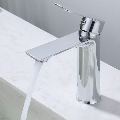 Mitigeur Lavabo Robinet Salle Bain Robinet Lavabo pour Salle de Bain Réglable à Chaud et à Froid Robinet Chromé Acier Inox (1/5)