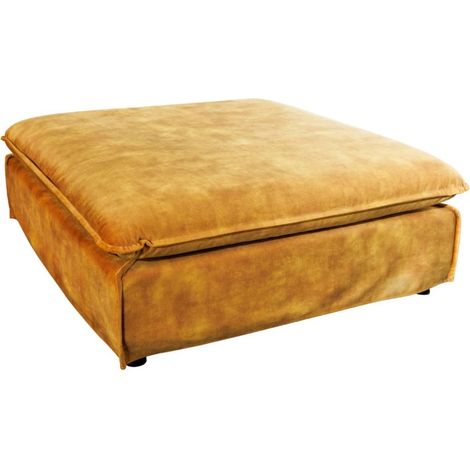 Puf KALIA – Amarillo mostaza – Terciopelo – Puf contemporáneo