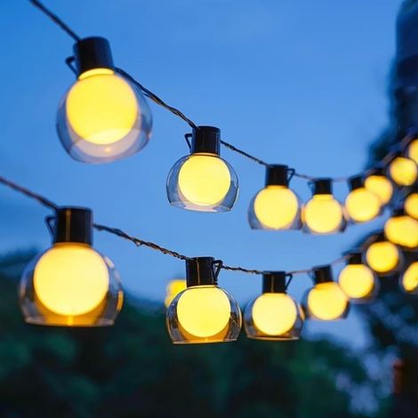 Catena luminosa da esterno da 10 m, Lampada da giardino USB con 40 lampadine, Catena luminosa natalizia impermeabile, luce calda 2700K (1/5)