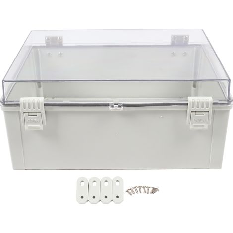 Boîte de jonction ABS étanche à l'eau et à la poussière, coque extérieure articulée universelle avec couvercle transparent, pour projet en extérieur. (1/5)