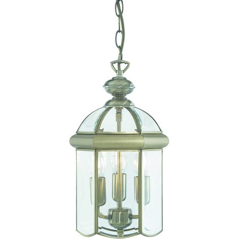 Searchlight Lanterns - Suspension lanterne à 3 ampoules au fini laiton antique, E14 (1/3)