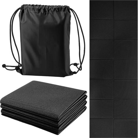 Trintion Travel Yoga Mat Foldable Yoga Mat Non-Slip 5mm Thick Portable Gym Mat Portable Exercise Mat for Travel Gym Pilates & Fitness Training for Women & Men (Black) (1/5)