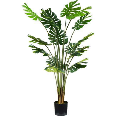 Pianta Monstera In Polietilene Con 16 Foglie E Vaso Con Muschio 170cm (1/5)