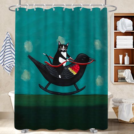 Rideau de douche tissu polyester 180x180 poids aux ourlets protection douche pour salle de bain (1/5)