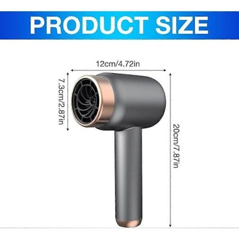 Sèche-cheveux sans fil, 3 vitesses de ventilation, sèche-cheveux à main rechargeable, sèche-cheveux portable à piles, silencieux, sèche-cheveux de voyage