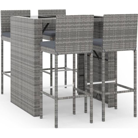 Maison Exclusive - Set Bar da Giardino 5 pz con Cuscini in Polyrattan Grigio