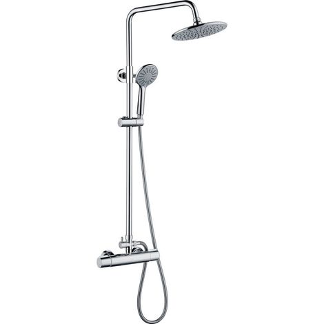 Ensemble de douche thermostatique avec douche de pluie 25 cm – Pommeau à 3 modes – Barre réglable 800-1100 mm – Acier inoxydable 304 (1/5)