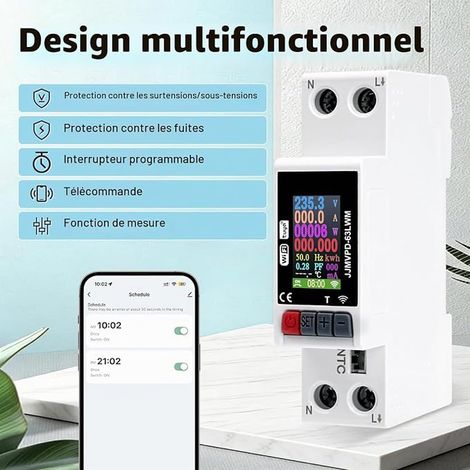 Compteur electrique wifi consometre electricite compteur d'énergie connecté compteur electrique monophasé avec Fonction de protection intelligente contre les fuites électriques (1/3)