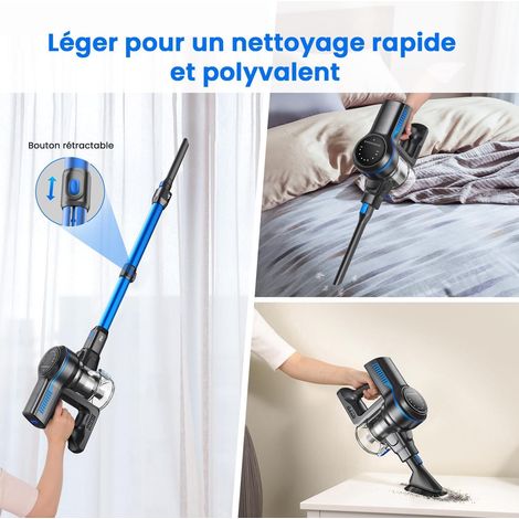 Aspirateur balai sans fil INSE S7P Bleu avec affichage LED et brosse rouleau souple (1/5)