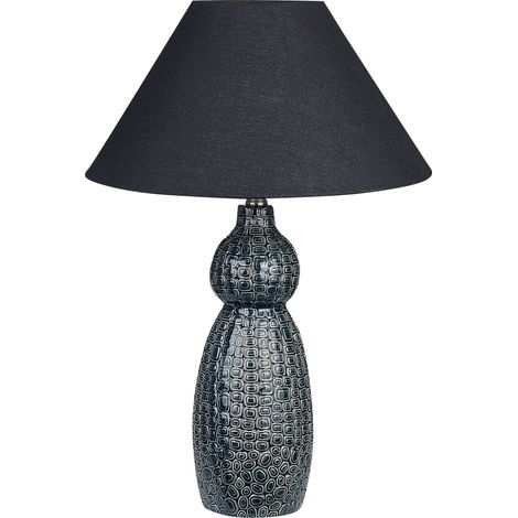 Lampada da tavolo in ceramica Luce d'ambiente Paralume nero Blu scuro e nero Matina (1/5)