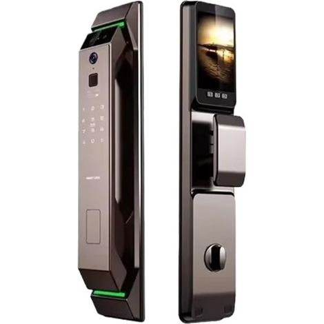 Serrure de Porte Intelligente électronique Automatique, Reconnaissance e 3D, Empreintes digitales, Mot de Passe sans clé, caméra WiFi, Carte RFID, Serrure de Maison(Brown 6068-30) (1/5)