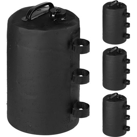 4 contrepoids de gazebo en PVC noir, sacs de sable de 10 litres, adaptés aux pieds de tente simples (remplissage non inclus). (1/5)