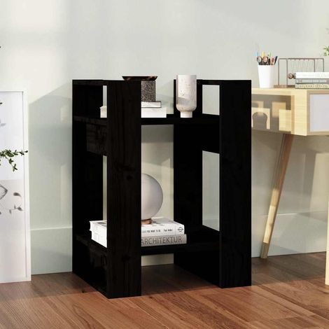 Bibliothèque séparateur de pièce en pin massif noir 41 x 35 x 57 cm - PANGIVO (1/5)
