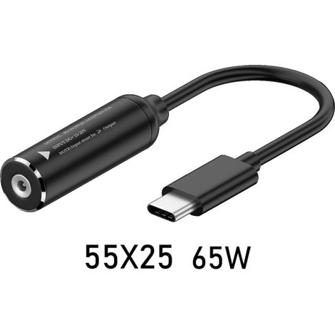 JSSEVN-PD65W DC5525 Câble de charge vers USB-C DC 5,5 mm x 2,5 mm Prise ronde vers type C Câble d'alimentation pour ordinateurs portables (1/5)