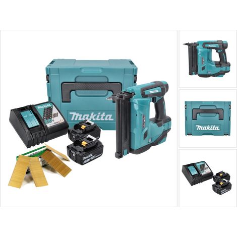 Makita DBN 500 RTJ Akku Stauchkopfnagler 18 V 15-50 mm + 2x Akku 5,0 Ah + Ladegerät + Makpac + Stauchkopfnägel 50 mm 20000 Stück