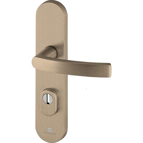Ensemble de Poignées Blindées sur Plaque Essential Béquille + Béquille pour Porte d’entrée (pour Cylindre Européen), coloris Ambre (1/2)