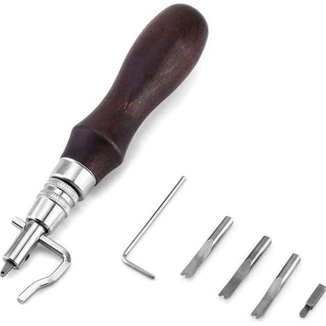 7 en 1 Outils de Rainurage et de Couture Réglables pour le Travail du Cuir, Outils Couture Groover Creaser pour Artisanat de Cuir (1/4)