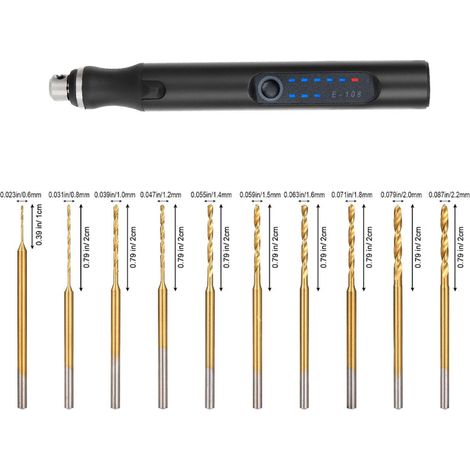 Mini-Elektrogravierstift mit 10 Titanbohrern für Glas, Metall, Stein, DIY-Präzisionsarbeiten (1/3)