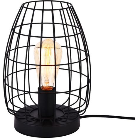 Lámpara de mesa metalica e27 60w color negro ø20 x 27,5 cm
