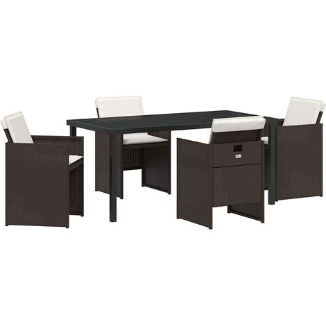 Ensemble de salle à manger pour jardin 5 pcs,Salon de jardin Marron Poly rotin CFW29820 (1/5)