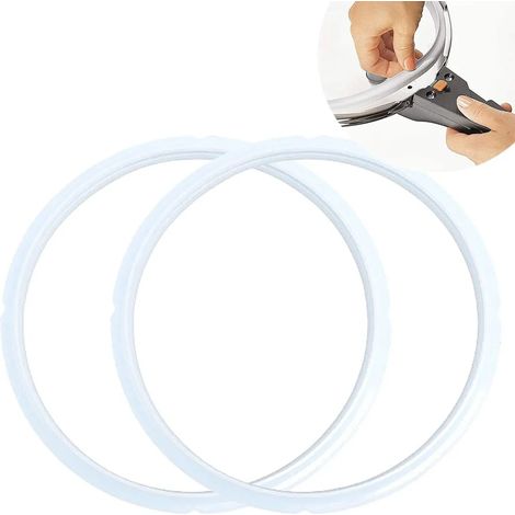 Joint de Cocotte Minute 2 Pièces, Bague en Silicone de Rechange, Anneau d'Étanchéité pour Autocuiseur, Rondelle de Joint Universelle, Compatible avec Marmite à Pression, Accessoire de Cuisson Durable (1/5)