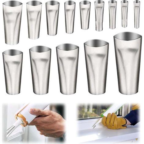 Lot de 14 buses d'application de calfeutrage, embouts de cartouche en silicone, kit de buses de mastic en acier inoxydable, embouts de cartouche pour cuisine et salle de bain (1/5)